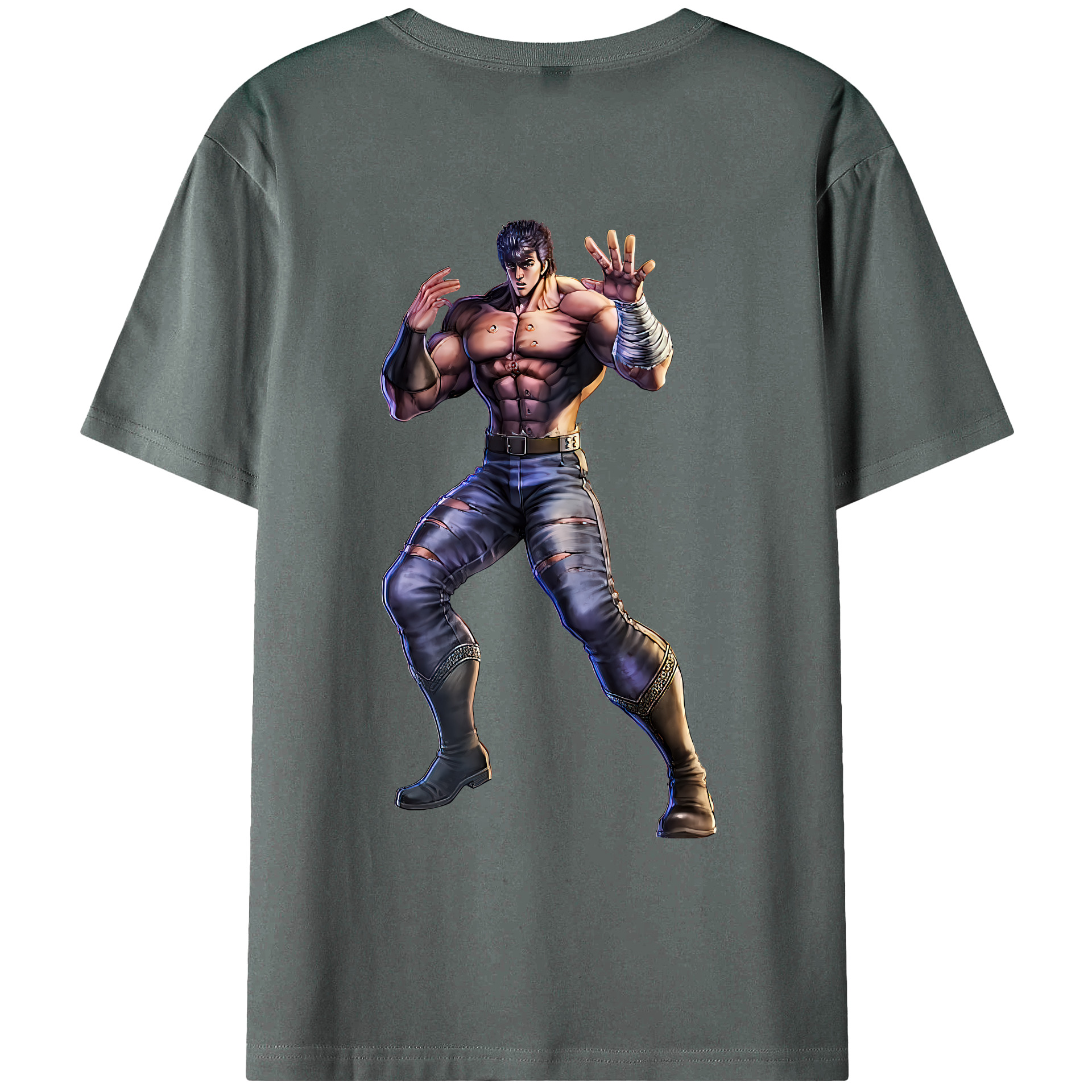 （画像用） 北斗の拳 Fist of the North Star 綿100％ メンズ半袖Tシャツ（バックプリント） 通気性